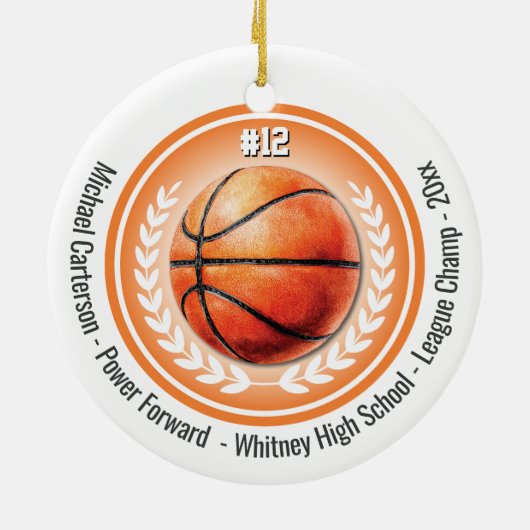 Basketbal Sport Kampioen Team Monogram Keramisch Ornament (Achterkant)