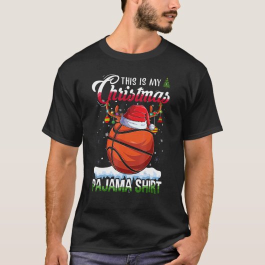 Basketbal Sport Kerstmis Dit Is Mijn Kerstmis Pyja T-shirt (Voorkant)