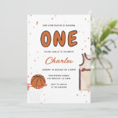 Basketbal Sport Kids Verjaardagsfeest Kaart (Staand voorkant)