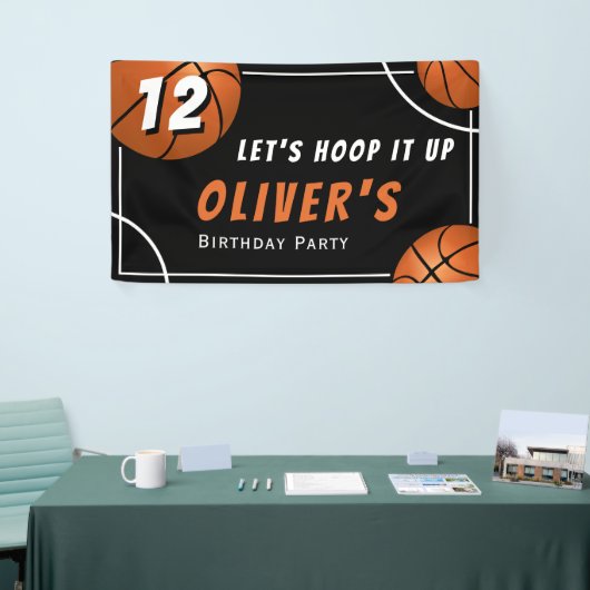 Basketbal Sport Kids Verjaardagsfeestje Spandoek (Beurs)