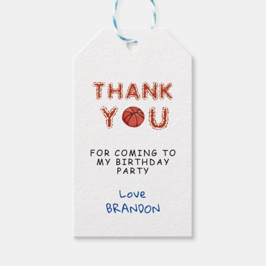Basketbal Sport Kinderen Verjaardag Cadeaulabel (Voorkant)
