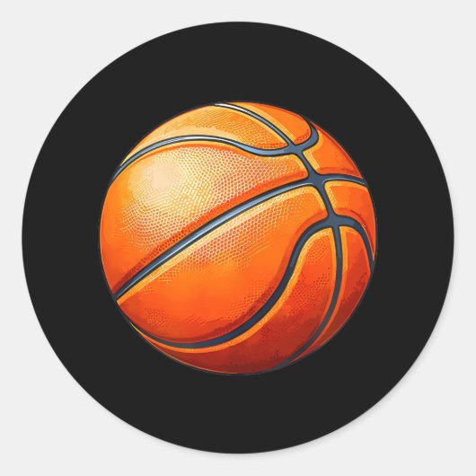Basketbal Sport Logo Ronde Sticker (Voorkant)