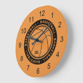 Basketbal Sport Monogram Muurklok Grote Klok (Hoek)