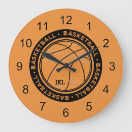 Basketbal Sport Monogram Muurklok Grote Klok