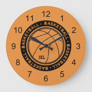 Basketbal Sport Monogram Muurklok Grote Klok