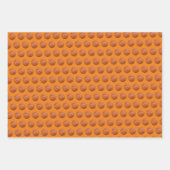 Basketbal Sport Patroon Zwart Wit & Oranje Inpakpapier Vel (Voorkant 3)