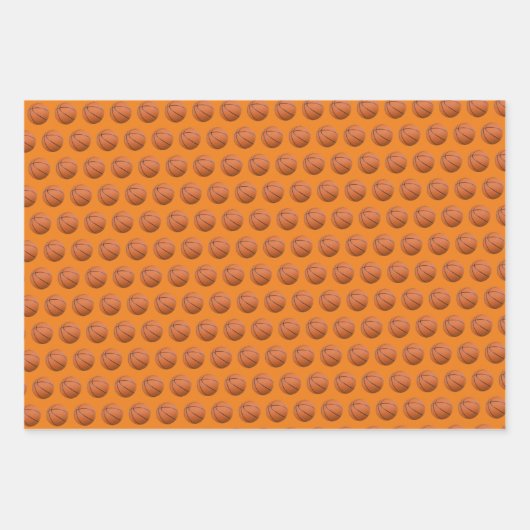 Basketbal Sport Pattern Zwart Wit & Sinaasappel Inpakpapier Vel (Voorkant 3)