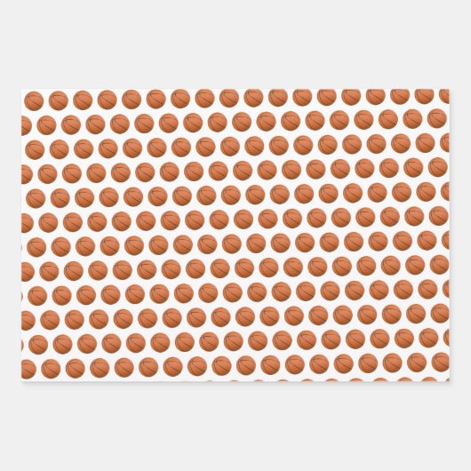 Basketbal Sport Pattern Zwart Wit & Sinaasappel Inpakpapier Vel (Voorkant 2)