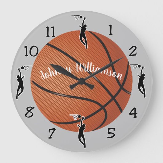 Basketbal Sport personaliseren met naam Grote Klok (Voorkant)