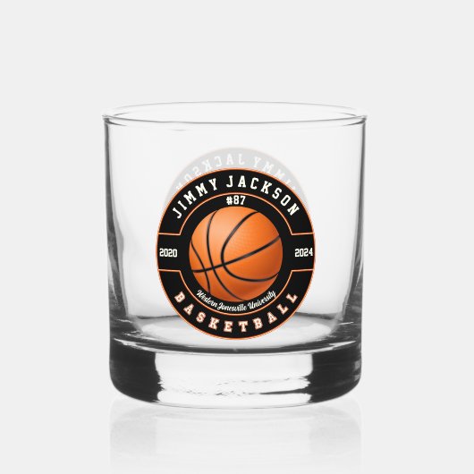Basketbal Sport Rocks Whiskey Glas Drinkware (Achterkant)