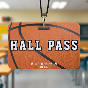 Basketbal Sport School Leraar Student Hall Pass Badge