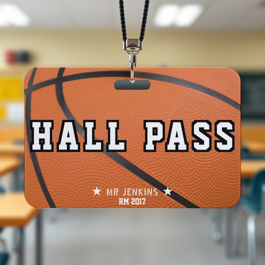 Basketbal Sport School Leraar Student Hall Pass Badge