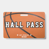 Basketbal Sport School Leraar Student Hall Pass Badge (Voorzijde)