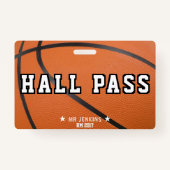 Basketbal Sport School Leraar Student Hall Pass Badge (Voorkant)
