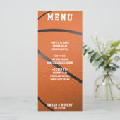 Basketbal Sport Sinaasappel Huwelijksreceptie Menu (Staand voorkant)