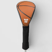 Basketbal Sport Sinaasappel & Zwarte Naam Monogram Golfheadcover (Voorkant)