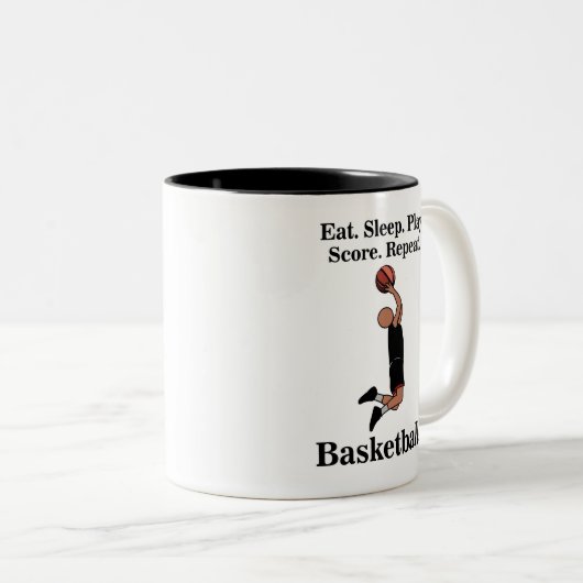 Basketbal Sport Speler Coach Tweekleurige Koffiemok (Voorkant rechts)