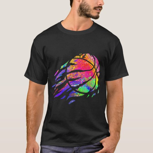 Basketbal Sport Splash Basketbal Speler Ball Spo T-shirt (Voorkant)