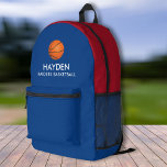 Basketbal Sport Team gepersonaliseerde kleuren Naa Bedrukte Rugzak<br><div class="desc">Super leuke,  sportieve rugzak met een basketbal en twee lijnen aangepaste tekst. Verander eenvoudig de kleuren in overeenstemming met uw teamkleuren. Ruimte genoeg voor boeken,  computer,  sportuitrusting en meer - of gebruik als reis- of logeertas ook. Uw basketbalfan/speler zal deze aangepaste rugzak echt geweldig vinden.</div>