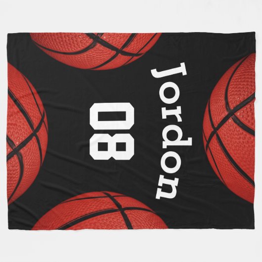 Basketbal Sport Team Gepersonaliseerde Naam deken (Voorkant (Horizontaal))