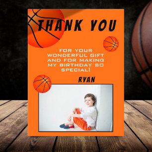 Basketbal Sport Verjaardag Foto Bedankkaart Briefkaart