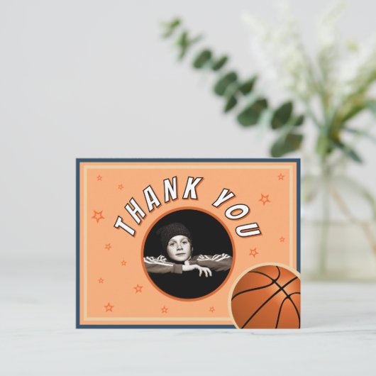 Basketbal Sport Verjaardag Foto Dank u Briefkaart (Staand voorkant)