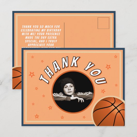 Basketbal Sport Verjaardag Foto Dank u Briefkaart (Voorkant / Achterkant)