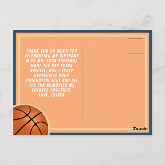 Basketbal Sport Verjaardag Foto Dank u Briefkaart (Achterkant)