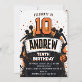 Basketbal Sport verjaardagsfeest uitnodiging (Voorkant)