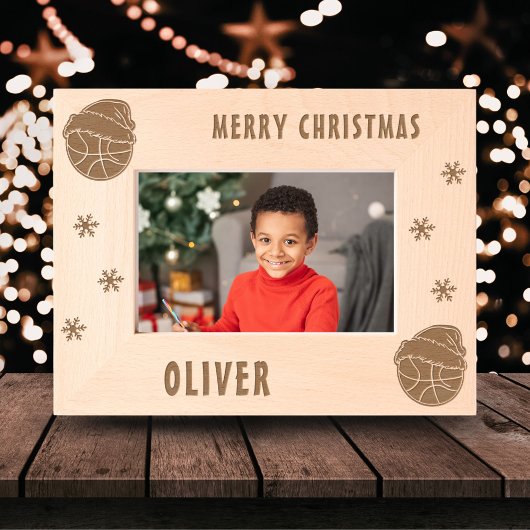 Basketbal Sport Vrolijk Kerstfeest Gegraveerde Lijstjes