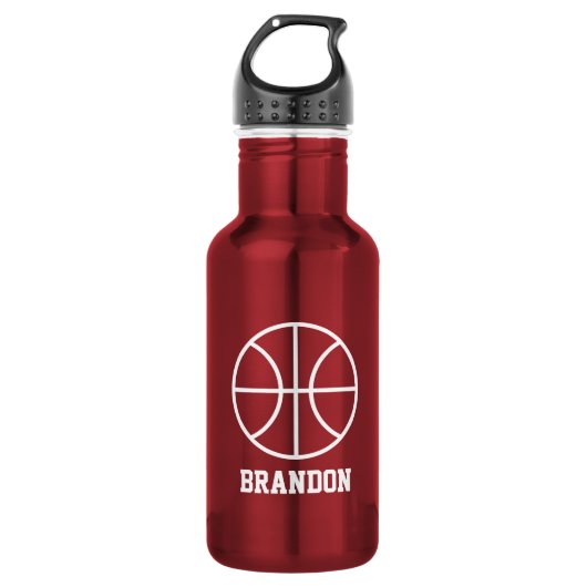 Basketbal sport waterfles | RVS staal (Voorkant)
