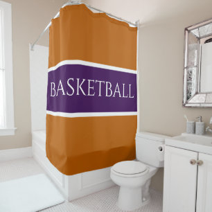 BASKETBAL Sportief Diep Paars Wit Oranje Strepen Douchegordijn