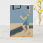 Basketbal springen, Wenskaart Kaart (Gele Bloem)