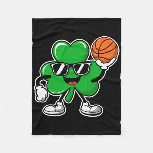 Basketbal St. Patrick's Day Jongens Klaver Kindere Fleece Deken (Voorkant)