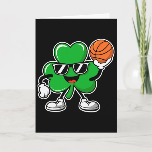 Basketbal St. Patrick's Day Jongens Shamrock Kinde Kaart (Voorkant)