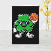 Basketbal St. Patrick's Day Jongens Shamrock Kinde Kaart (Gele Bloem)