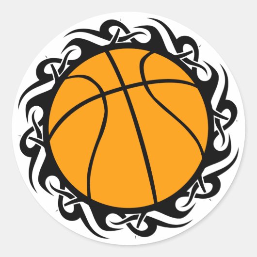 basketbal, stam. ronde sticker (Voorkant)
