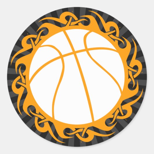 basketbal, stam. ronde sticker (Voorkant)