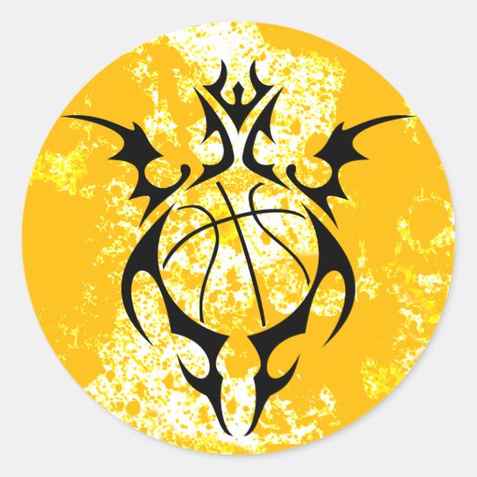 basketbal, stam. ronde sticker (Voorkant)