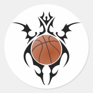 basketbal, stam. ronde sticker