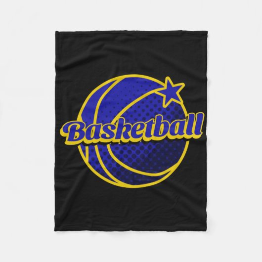 Basketbal ster blauw en geel fleece deken (Voorkant)