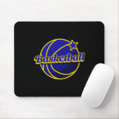 Basketbal ster blauw en geel muismat (Met muis)
