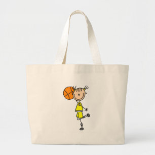 Basketbal Stick Figure Zak Grote Tote Bag