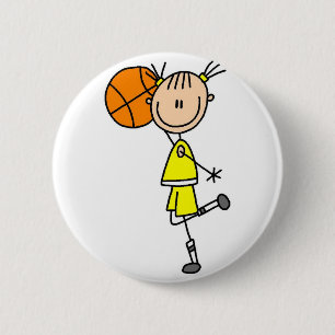 Basketbal Stickfiguur Knop Ronde Button 5,7 Cm