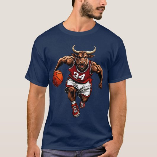 Basketbal stier T-shirt (Voorkant)