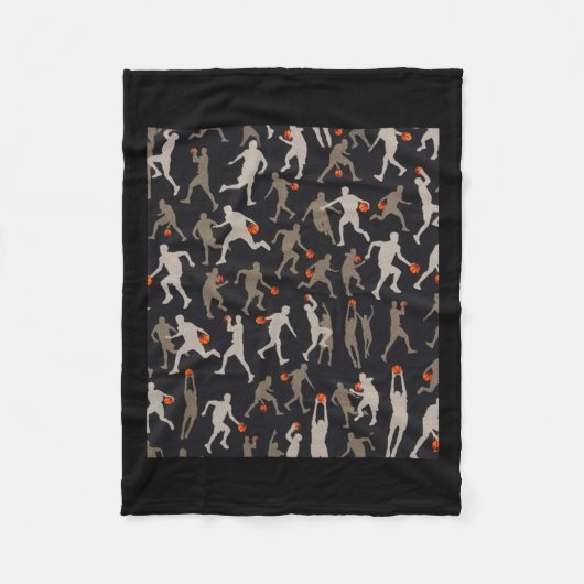 Basketbal stof zwarte patronen fleece deken (Voorkant)