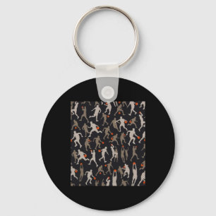 Basketbal stof zwarte patronen sleutelhanger