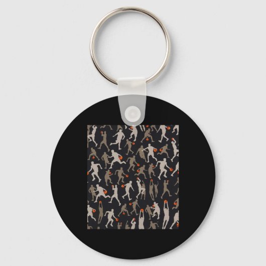 Basketbal stof zwarte patronen sleutelhanger (Voorkant)