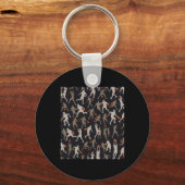 Basketbal stof zwarte patronen sleutelhanger (Voorkant)