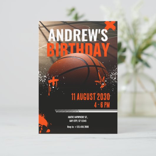Basketbal straat Uitnodiging (Staand voorkant)
